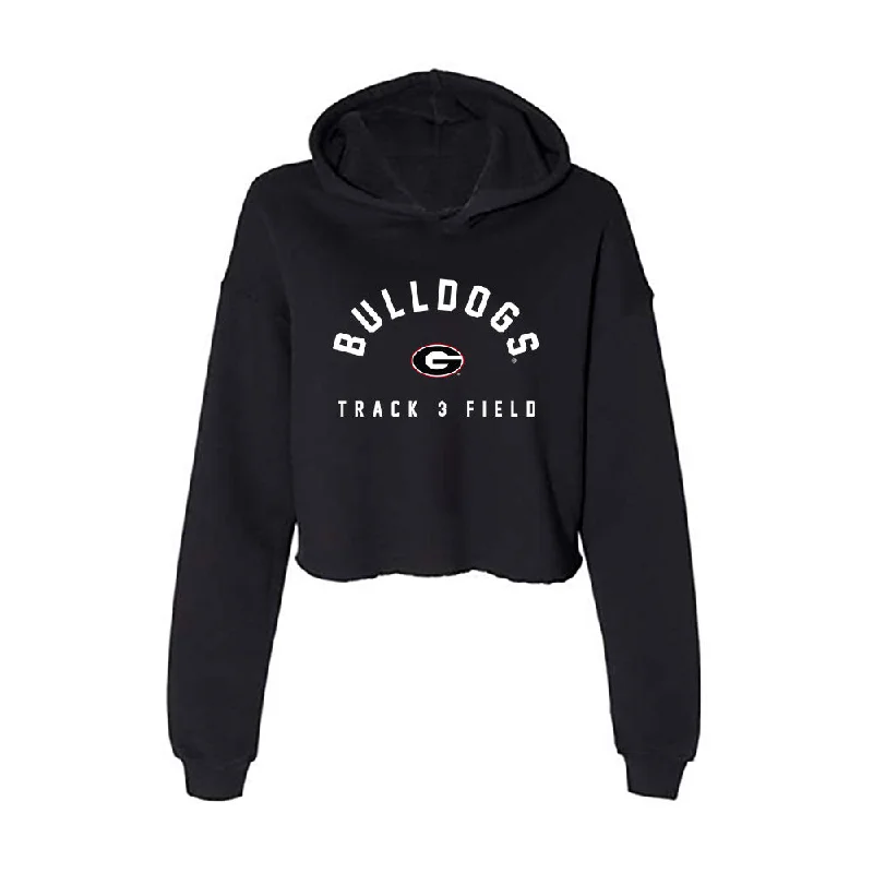 Georgia - NCAA Women's Track & Field : T'oni Birden - Women's Crop Fleece Hoodie Hoodie with Mesh Breathable Sporty
