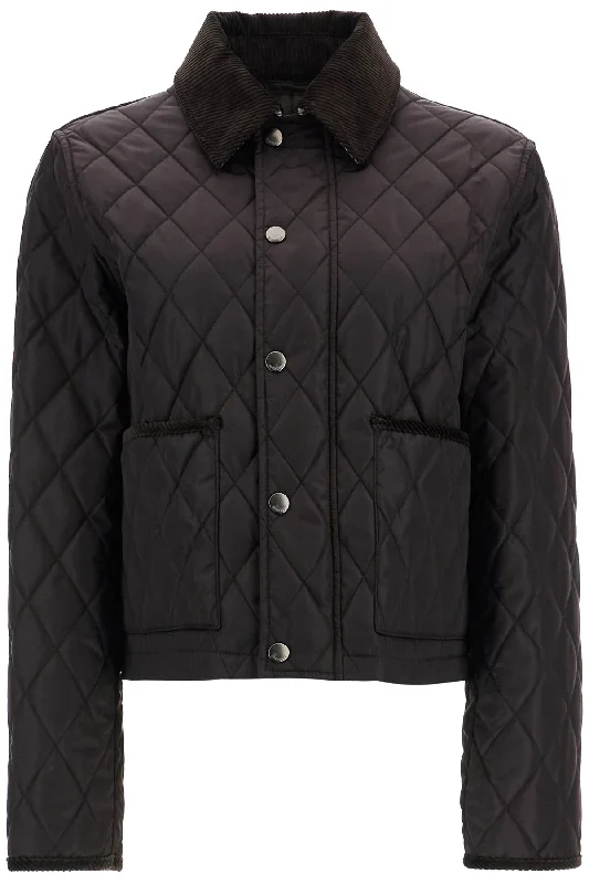 black quilted nylon cropped jacket with high collar 8103033 PEAT/ BRUSH IP CHECK Ribbed Jacket Pleated Jacket Ruffled Jacket