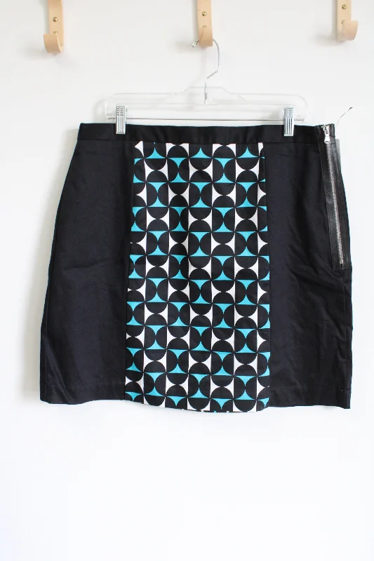 NEW Worthington Black Blue Dotted Mini Skirt | 16 Tall lace skirt intricate