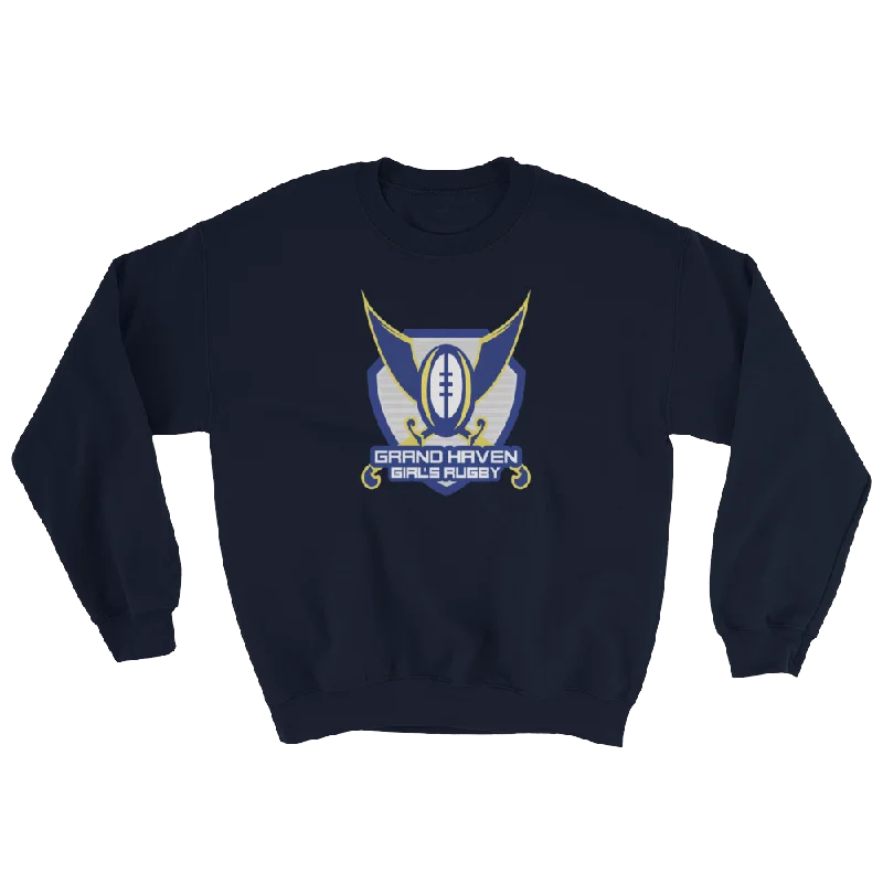 Grand Haven Girls Rugby Crew-neck Sweatshirt Hoodie with Hem Fringe Bohemian Relaxed