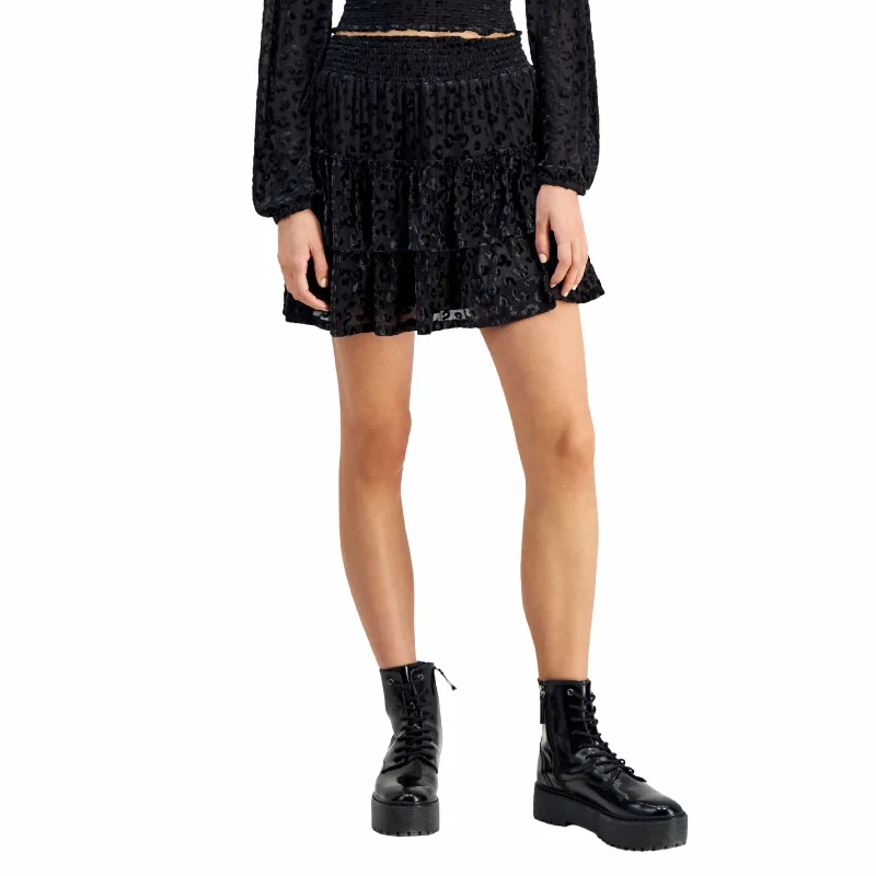 SELF ESTEEM - Tiered Burnout Velvet Mini Skirt corduroy skirt cozy