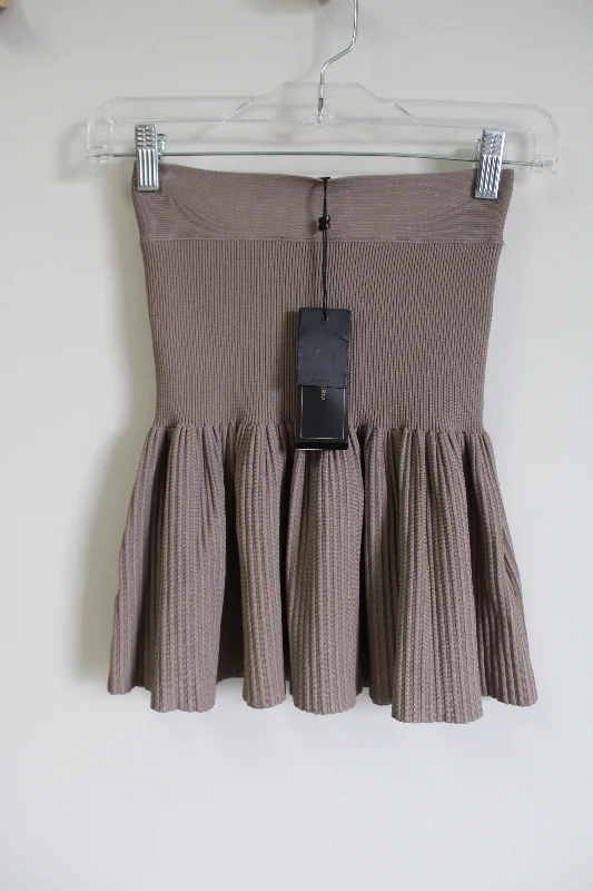 NEW BCBG Maxazria Gravel Tan Ribbed Stretch Mini Skirt | XS wrap skirt elegant