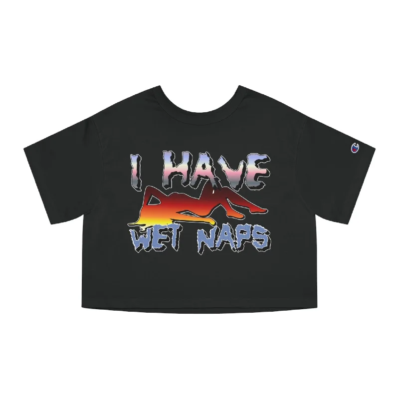I Have Wet Naps - Women's Champion Crop Top Striped Floral Plaid