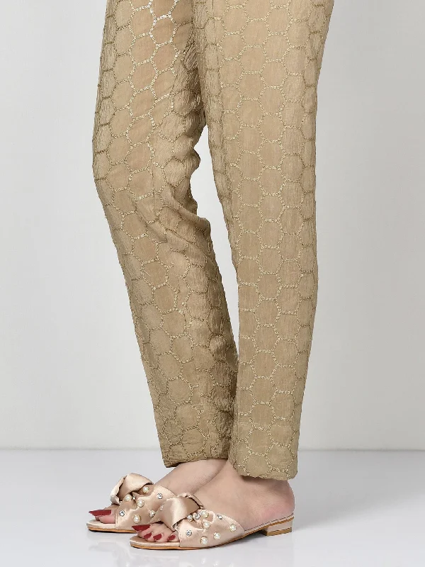 Embroidered Silk Trouser Trousers chic fashionable