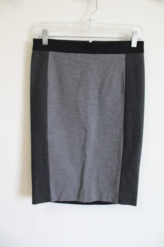 Ann Taylor Gray Color Blocked Stretch Fitted Skirt | 2 wool skirt sturdy