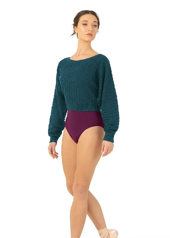 ON SALE Sahara Crop Sweater (Deep Teal) Solid Color Striped Floral Print