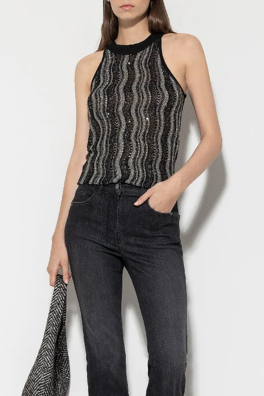 LUISA CERANO Grey Tank Top v-neck tank top