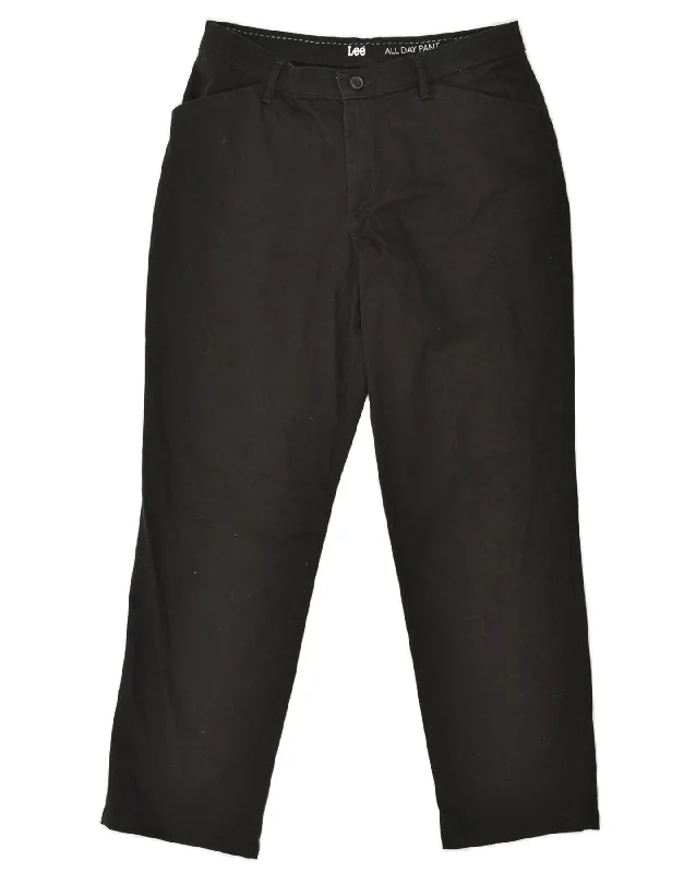 LEE Womens Petite Tapered Casual Trousers US 12 Large W30 L28  Black Trousers Canvas Durable