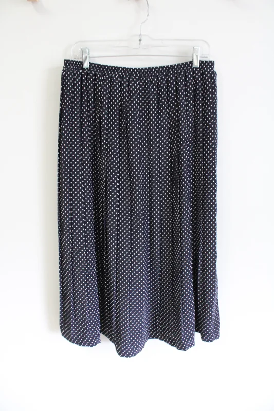 Leslie Fay Vintage Navy Blue Pleated Star Patterned Midi Skirt | 16 leather skirt durable