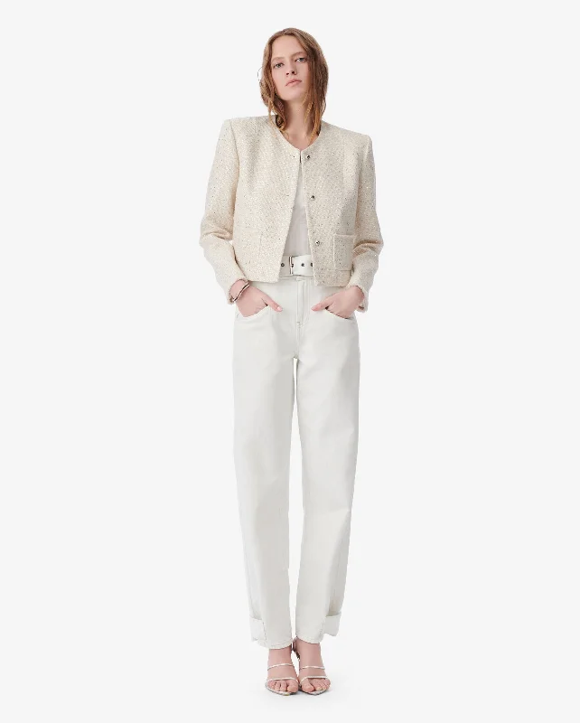 QARANNE TAILORED JACKET / CREAM Print Jacket Jacquard Jacket Patchwork Jacket