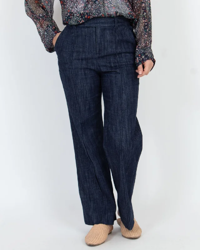 Wide Leg Denim Trousers Trousers luxurious high-end