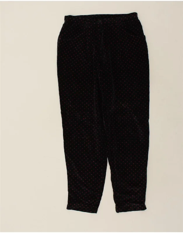 BENETTON Womens Tapered Casual Trousers IT 46 Large W28 L29  Black Trousers Elastic Waist Soft