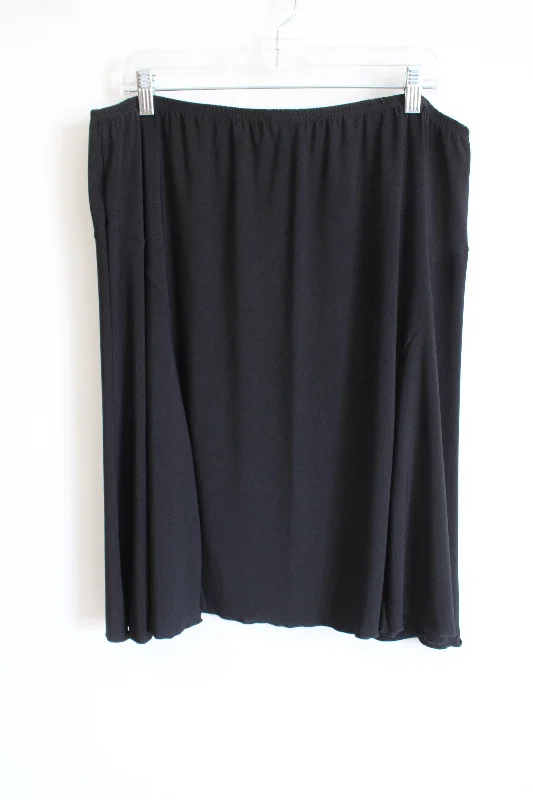Meredith Matthews Black Knee Length Skirt | 2X leather skirt bold