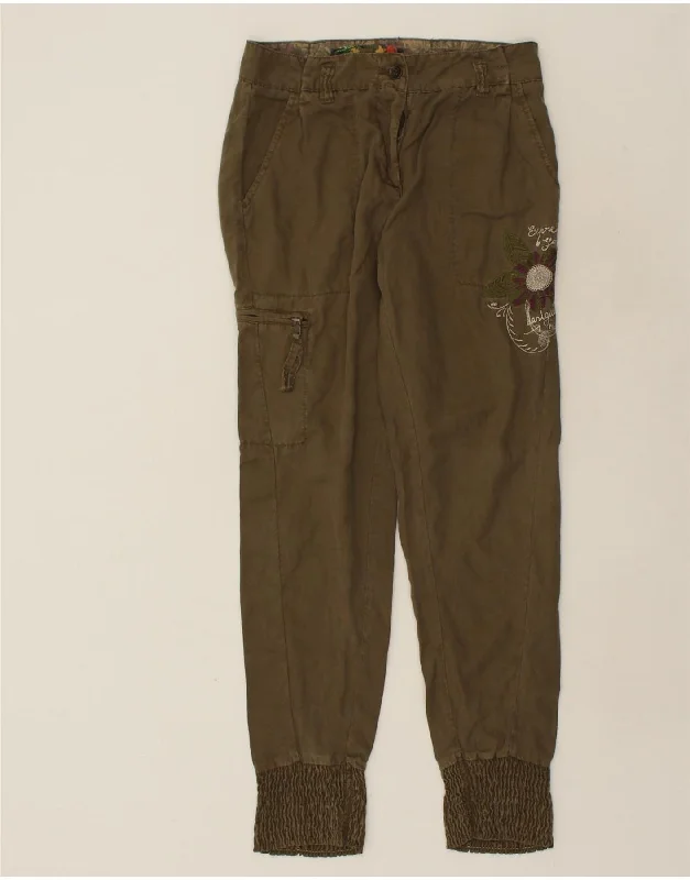 DESIGUAL Womens Joggers Cargo Trousers W30 L30  Khaki Trousers Fall Fleece