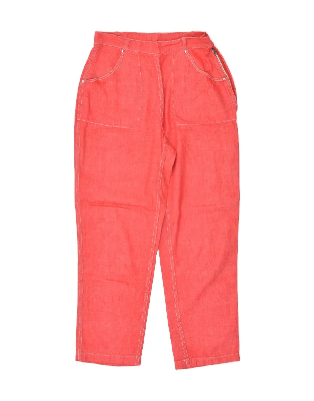 VINTAGE Womens Tapered Casual Trousers W26 L25  Red Trousers Culottes Wide Leg