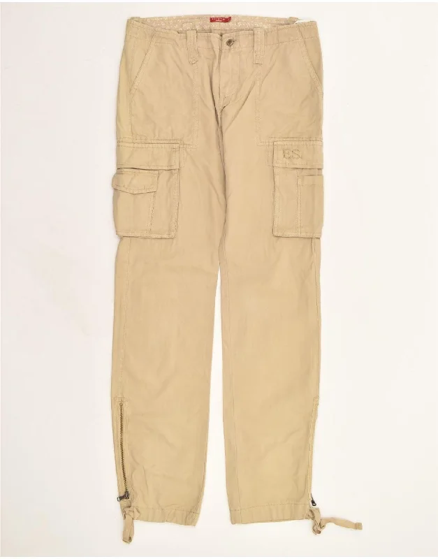 CONBIPEL Womens Straight Cargo Trousers IT 44 Medium W34 L34 Beige Cotton Trousers Exclusive Limited