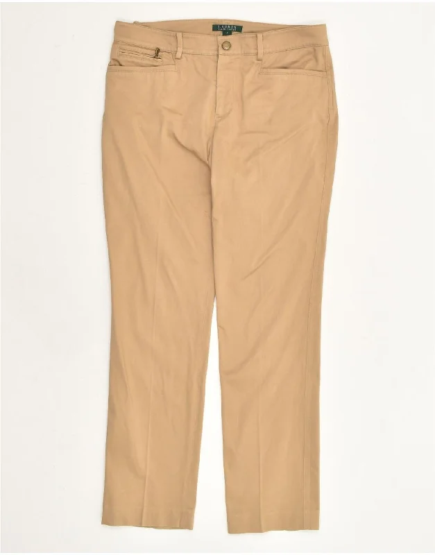 RALPH LAUREN Womens Slim Casual Trousers US 8 Medium W32 L29 Beige Cotton Trousers Trousers Formal