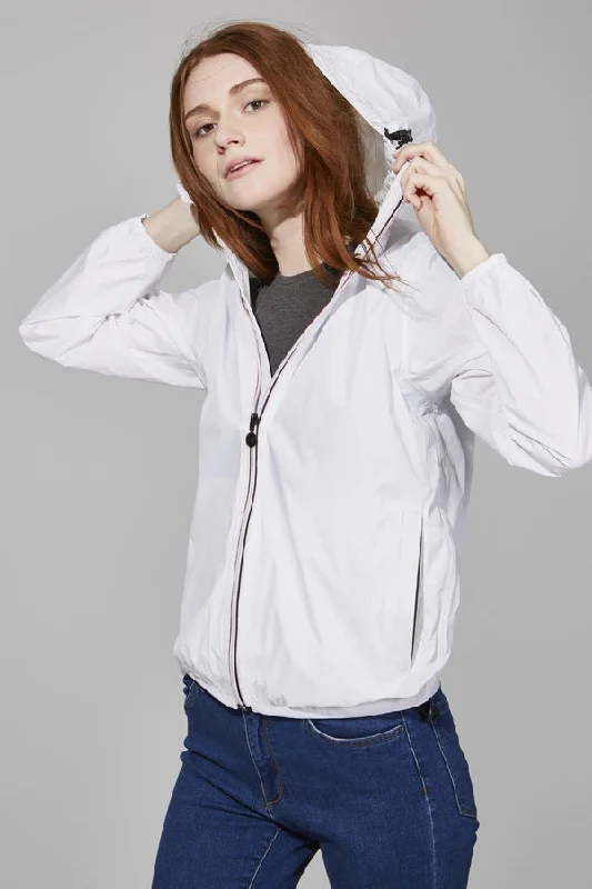 Women's White Full Zip Packable Rain Jacket and Windbreaker Faux Fur Jacket Real Fur Jacket Shearling Jacket