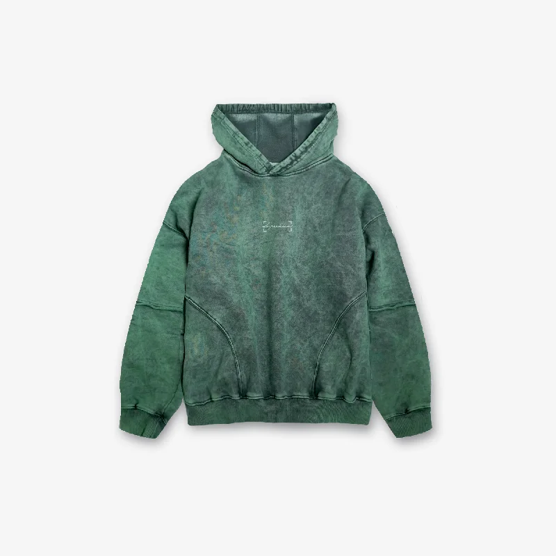 Superkicks | SIGNATURE WASHED HOODIE { DUSTY GREEN Hoodie with Button Placket Classic Preppy