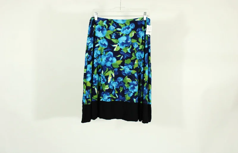 Anne Klein Blue Flowered Skirt | Size M corduroy skirt cozy