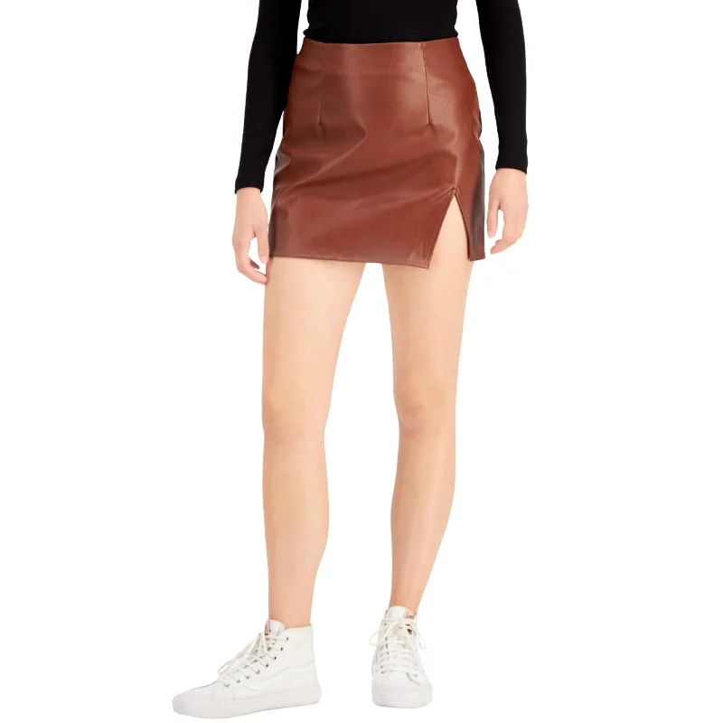 TINSELTOWN - Faux-Leather Slit Skirt velvet skirt plush