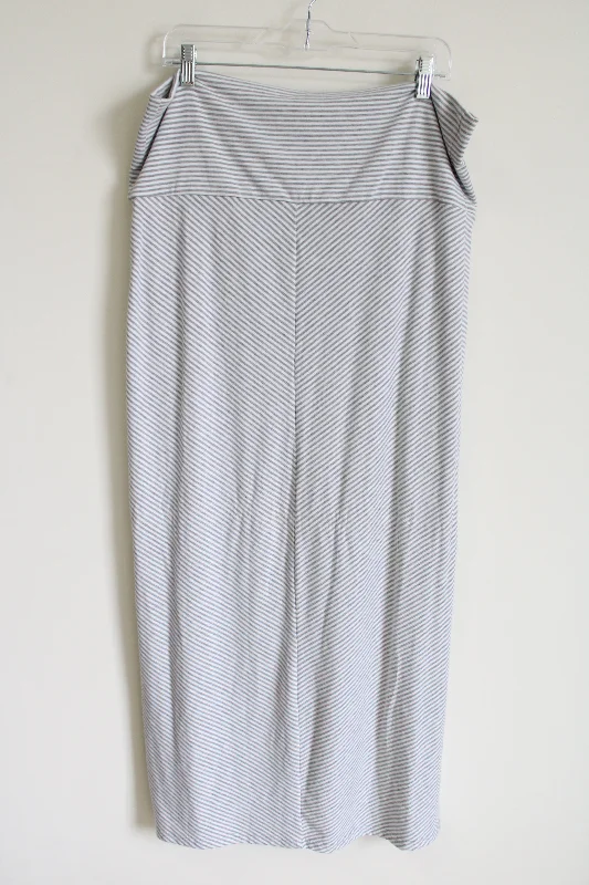 Old Navy Maternity Gray Striped Maxi Skirt | L lace skirt feminine