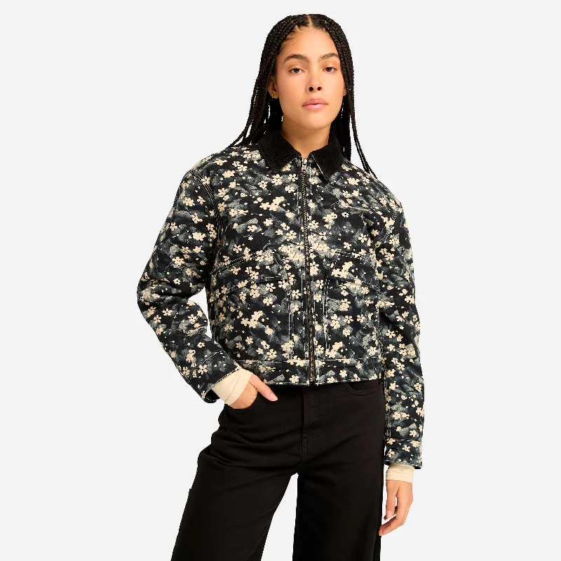 Women's Strafford Quilted Washed Canvas Printed Jacket Chenille Jacket Brocade Jacket Lace Jacket