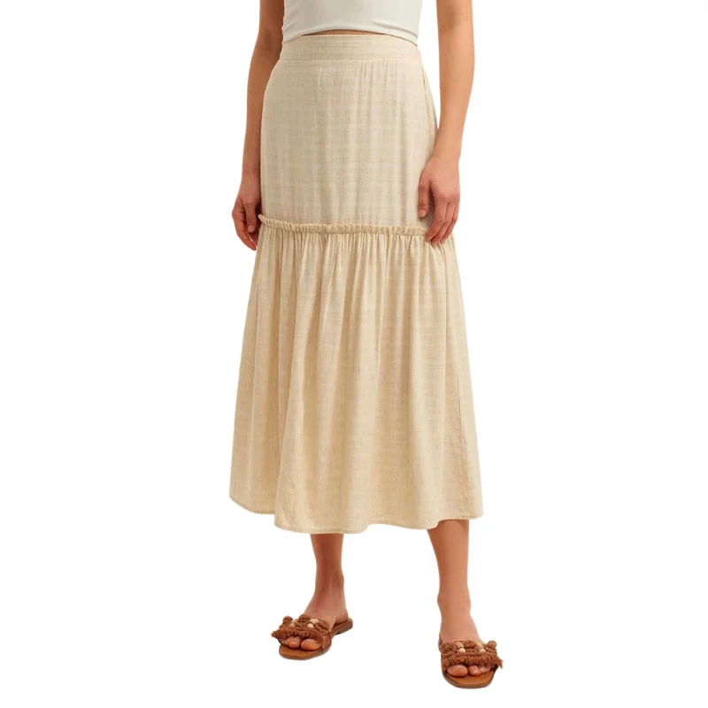 OXXO - Linen midi skirt floral skirt print