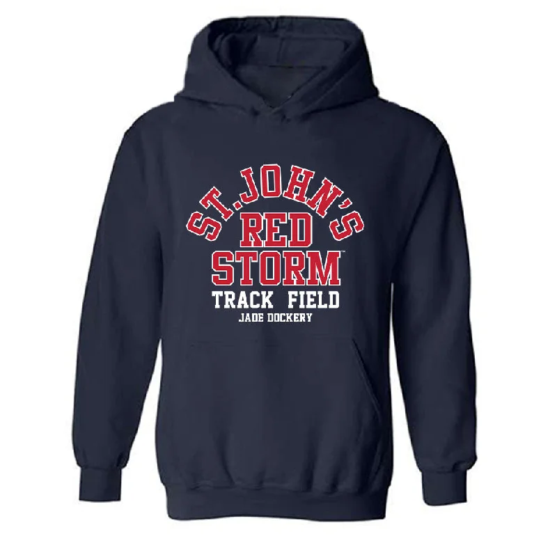 St. Johns - NCAA Women's Track & Field : Jade Dockery - Classic Fashion Shersey Hooded Sweatshirt Hoodie with Lining Warm Insulated