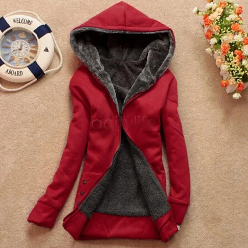 Women Fleeve Hoodies Casual Sweatshirt Thicken Warm Coat Female Outerwear Jacket Plus Size 68 Knit Jacket Woven Jacket Fleece Jacket