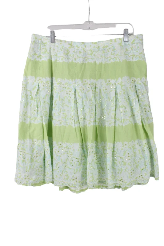 Venezia Green Sequined Cotton Skirt | 16 asymmetrical skirt cut