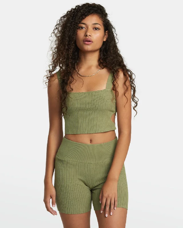 Rose Namajunas Fever Rib Knit Cropped Tank Top - Aloe essential tank top