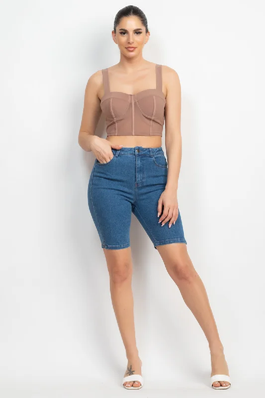 Contrasting Mesh Padded Tank Top breathable tank top