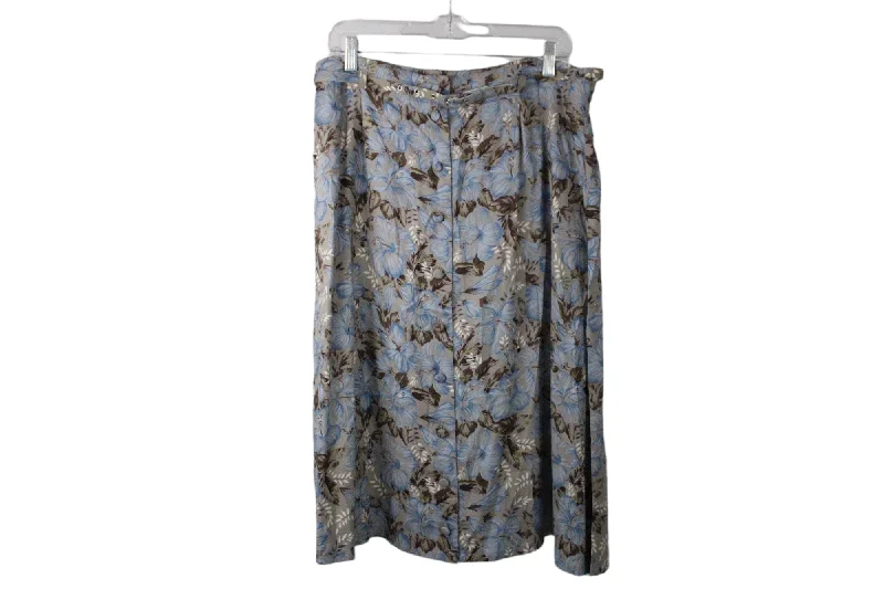 Sag Harbor Brown Floral Skirt | L linen skirt light