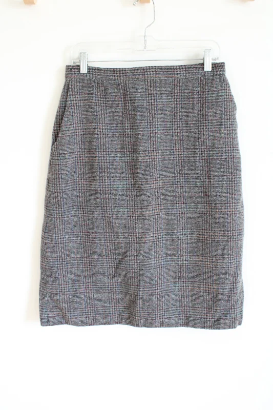 L.L. Bean Vintage Gray Plaid Skirt | 16 Petite lace skirt feminine