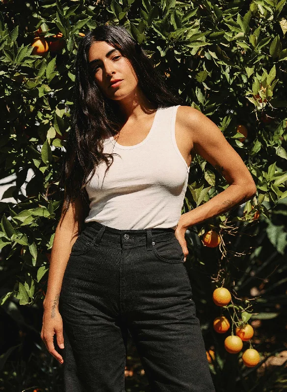 the vintage tank in washed white cropped tank top