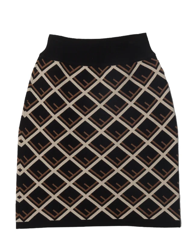 Monogram Pencil Skirt silk skirt sleek