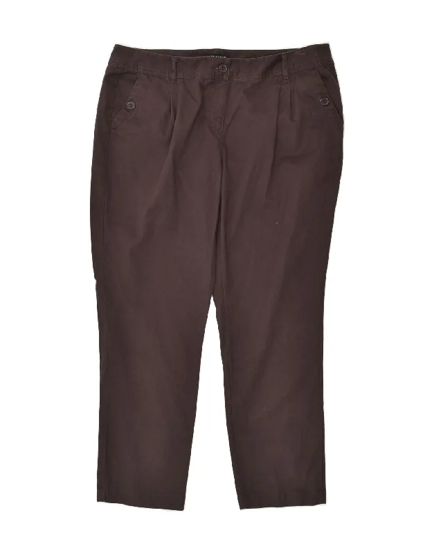 LAURA ASHLEY Womens Slim Chino Trousers UK 18 XL W38 L28  Brown Cotton Trousers sophisticated sleek