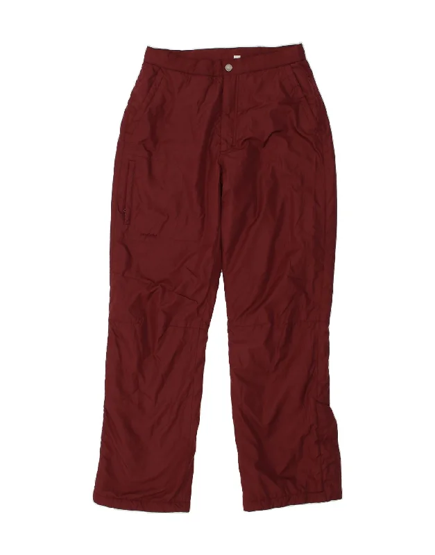 INVICTA Womens Straight Windbreaker Trousers UK 14 Medium W31 L31 Burgundy Trousers Floral Bohemian