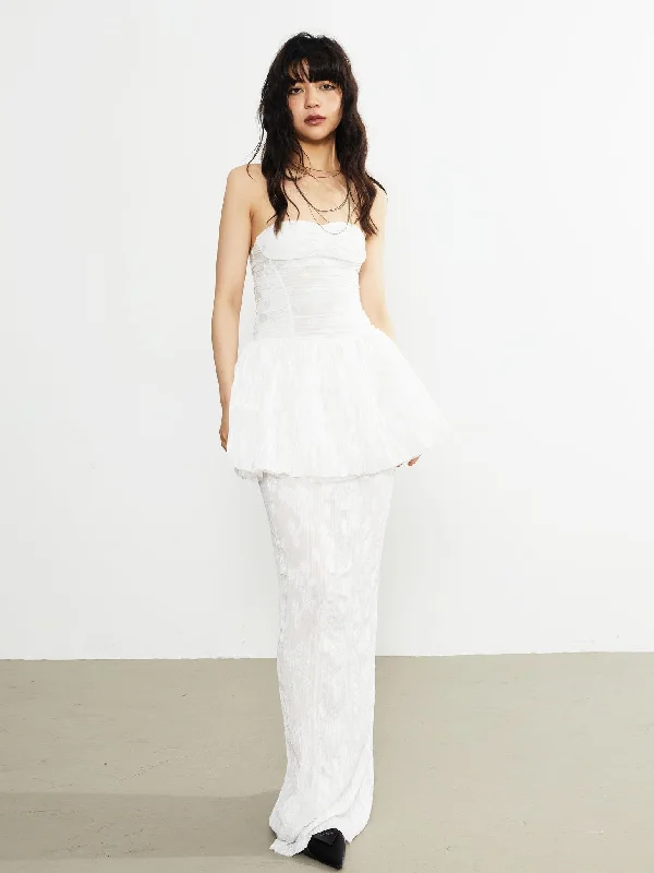 Sophisticated Bare Top & Slim Skirt Ensemble chiffon skirt delicate