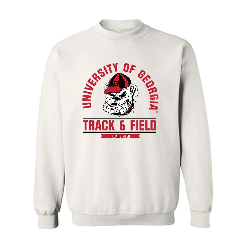 Georgia - NCAA Women's Track & Field : T'oni Birden - Classic Fashion Shersey Crewneck Sweatshirt Hoodie with Hem Applique Textured Unique