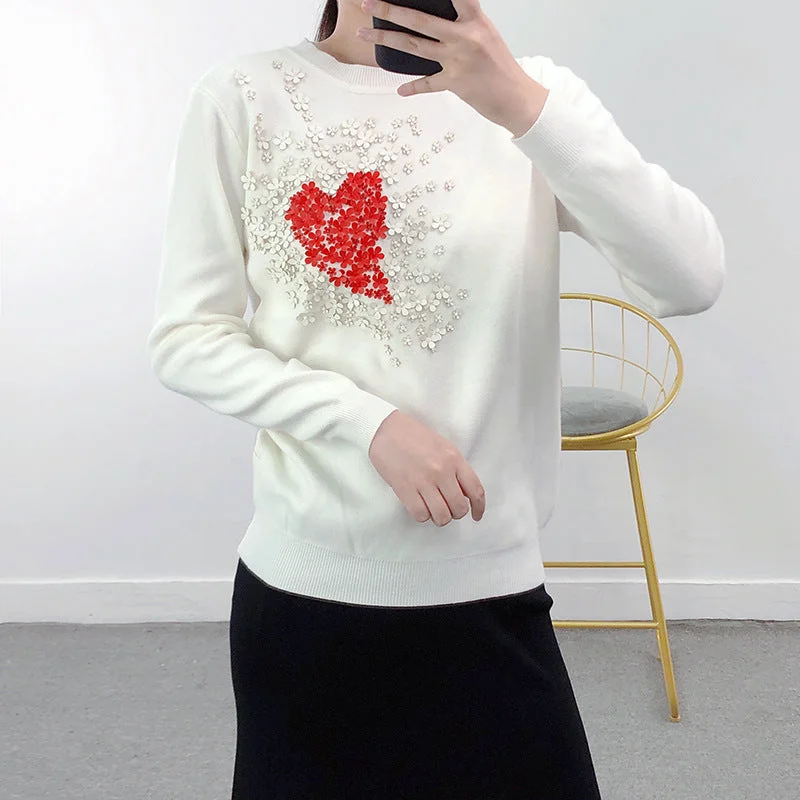Sweet Knitting Sweater Warm Casual Tops Mesh Fabric Canvas Fabric Denim Fabric