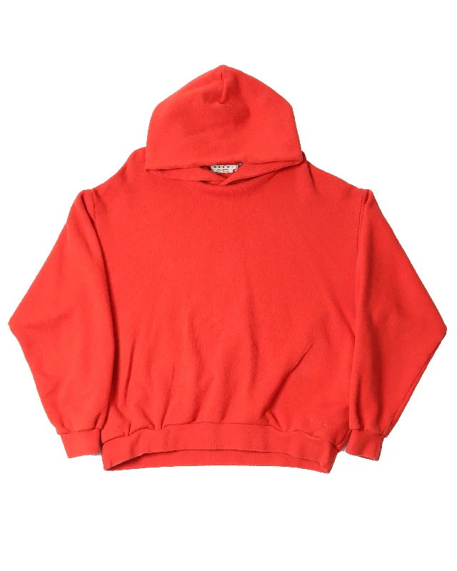 Orange Hoodie Hoodie with Raw Hem Edgy Unfinished