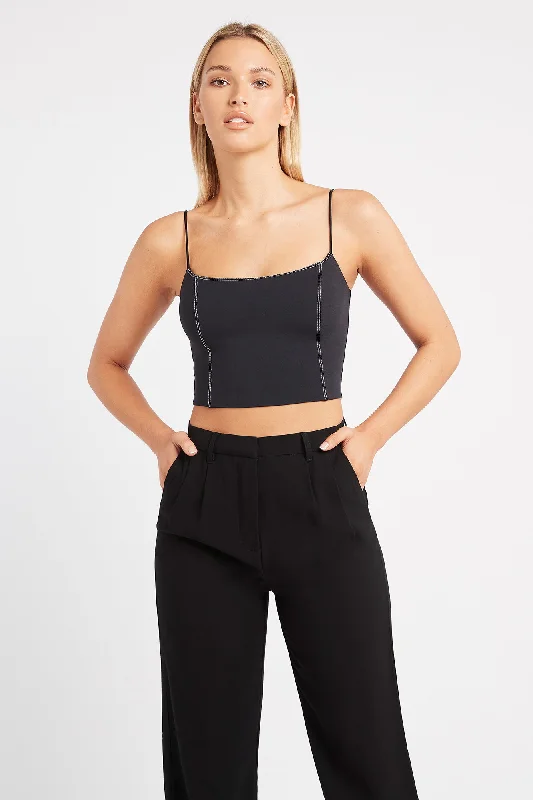 Lara Strappy Crop Top Fleece Nylon Spandex