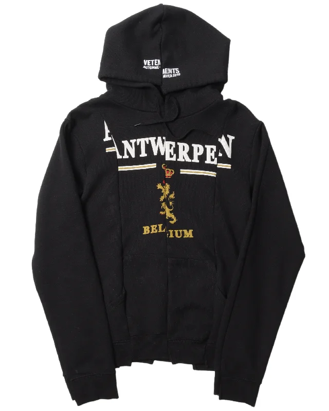 FW18 "Antwerpen" Reconstructed Hoodie Hoodie with Raw Hem Edgy Unfinished