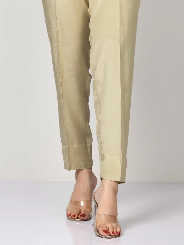 Silk Straight Trouser - Dark Beige Trousers Business Professional