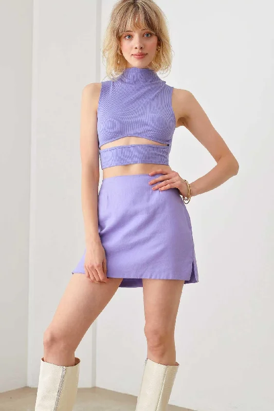 Ribbed Cut-Out Short Turtle Neck Sleeveless Crop Top Zippered Buttoned Snapped