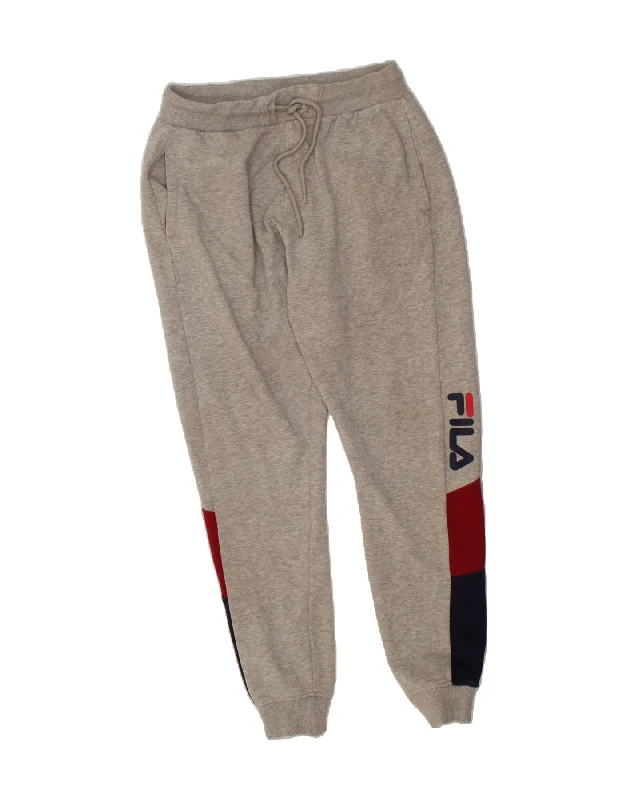 FILA Womens Tracksuit Trousers Joggers UK 10 Small Grey Colourblock Trousers Essential Wardrobe
