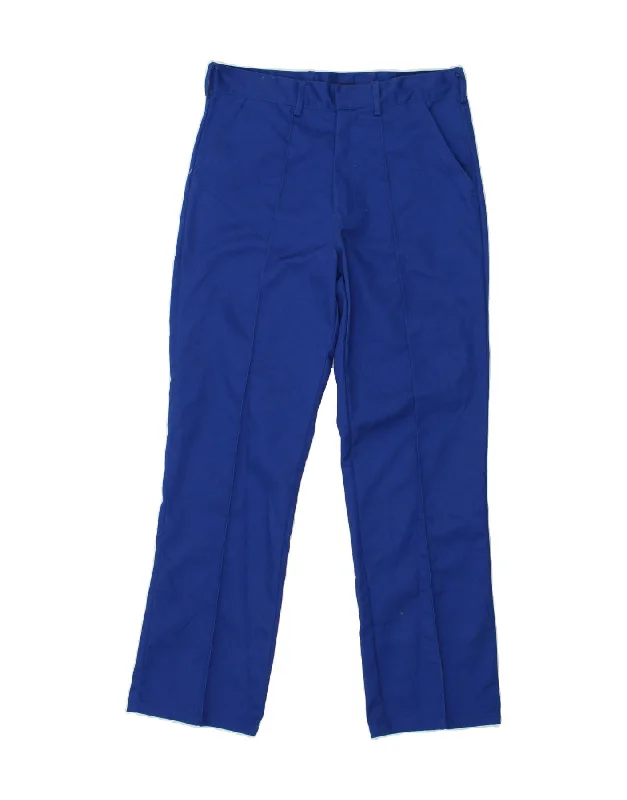 DICKIES Womens Straight Chino Trousers W32 L30 Blue Polyester Trousers Print Floral