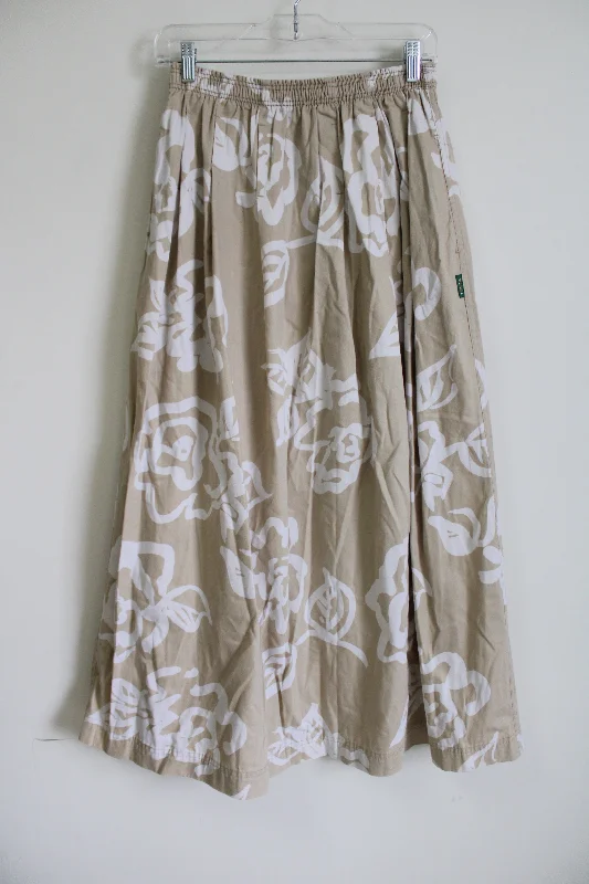 Vintage Gene Ewing Bis Tan Floral Skirt | M lace skirt romantic